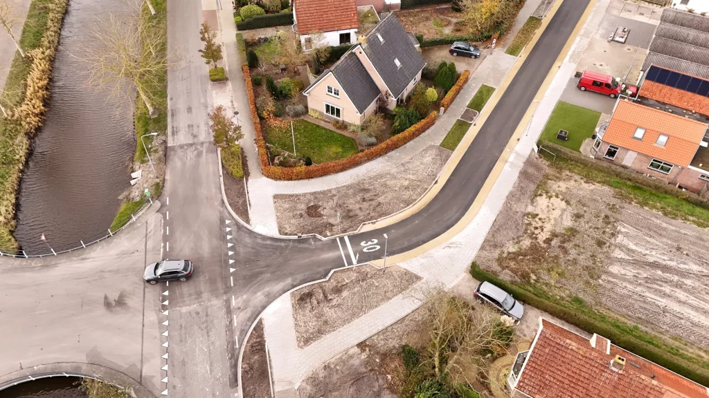 Overzicht van het kruispunt van boven gezien