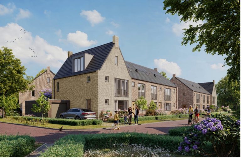 Digitale illustratie van de 24 woningen aan de Meester Burgerstraat in Slootdorp