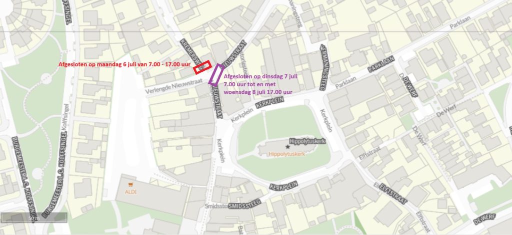 Overzicht afsluiting Kremersweg en Nieuwstraat in hippolytushoef