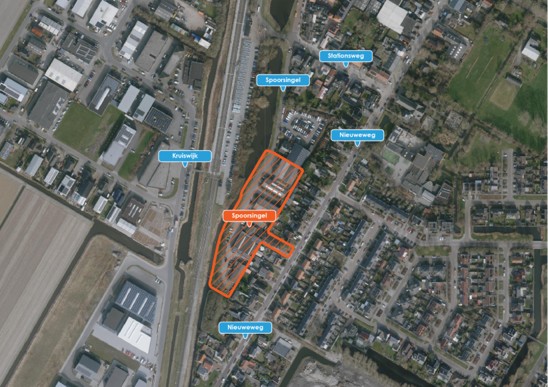 Luchtfoto van gebied en omstreken spoorsingel zuid