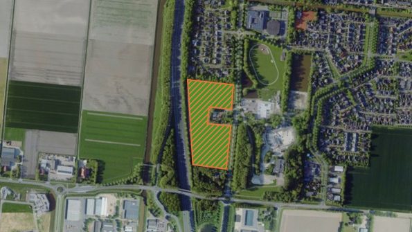 Plangebied Terpweg Wieringerwerf aangegeven op een luchtfoto uit google maps